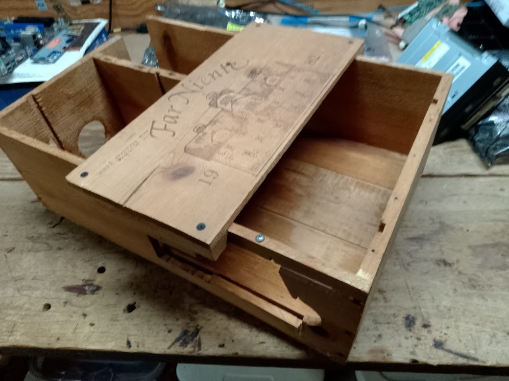 Empty Far Niente wine box — Speedy before it was Speedy